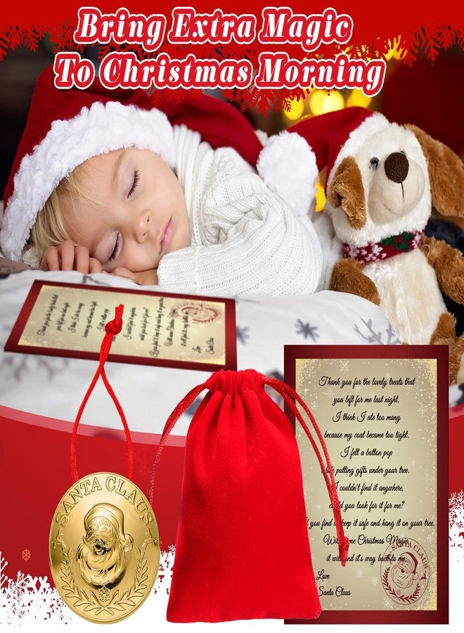 Daifunli Santa's Lost Button Extra Large Gold 1.5" Diameter Santa Lost Button with with Letter from Santa and Red Velvet Bag for Christmas Morning Santa Leave Behind Santa Evidence Find Santa's Lost Button - Image 4